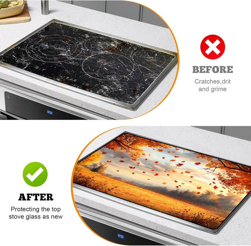 AOHMPT Multi-Design Stove Top Cover for Glass/Electric Stoves - 3-in-1 Heat-Resistant Protector Mat, Non-Slip Drying Rack 28"x20" - Image 5